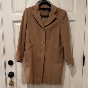 Ralph Lauren Womens wool tan camel Trench pea Coat 4P XS
